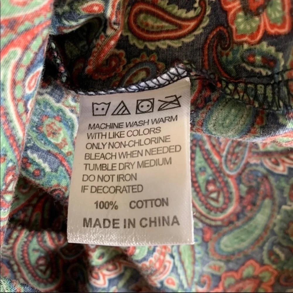 Profound Aesthetic Men’s Slim Cotton Paisley Button Down Shirt Size Small